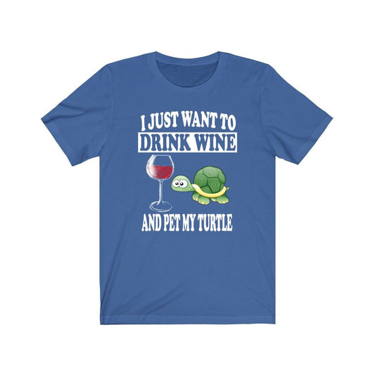 I Just Want To Drink Wine And Pet My Turtle T-Shirt - turtle print design
