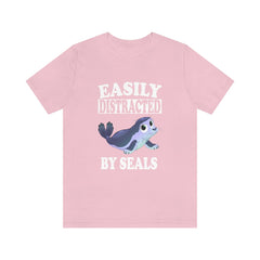 Easily distracted by seals cute marine pinniped animal lover tee