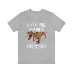 Just a girl who loves ceratosaurus horned Jurassic theropod tee