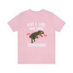 Just a girl who loves mapusaurus Cretaceous pack-hunting theropod tee