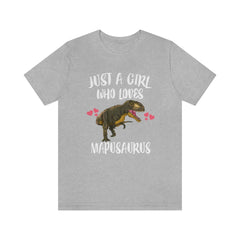 Just a girl who loves mapusaurus Cretaceous pack-hunting theropod tee