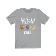 Easily distracted by cats funny feline cat parent owner tee