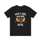 Just A Girl Who Loves Bats Shirt, Bat Lover Shirt, Bat Lover Gift, Bat Shirt, Animal Adult Toddler Kids T-Shirt Image 1