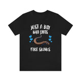 Just A Boy Who Loves Fire Skinks Ok Lizards Shirt, Skink Lizard Lover Shirt, Pet Fire Skink Gift, Lizard Shirt, Adult Kids Animal T-Shirt Image 2