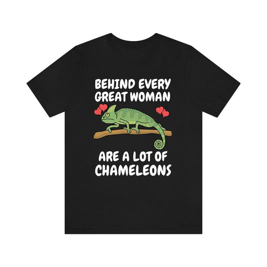 Behind Every Great Woman Are Lot Of Chameleons Shirt, Chameleon Lizard Lover Gift, Chameleon Reptile, Lizard Lover Girl Boy T-Shirt Image 1
