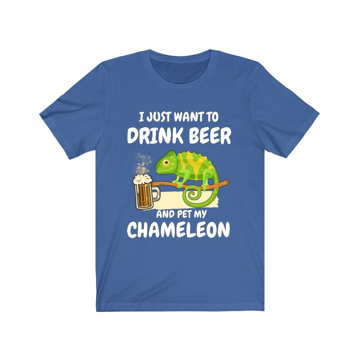 I Just Want To Drink Beer And Pet My Chameleon Shirt, Chameleon Lizard Lover Gift, Chameleon Reptile, Lizard Lover Girl Boy T-Shirt Image 2