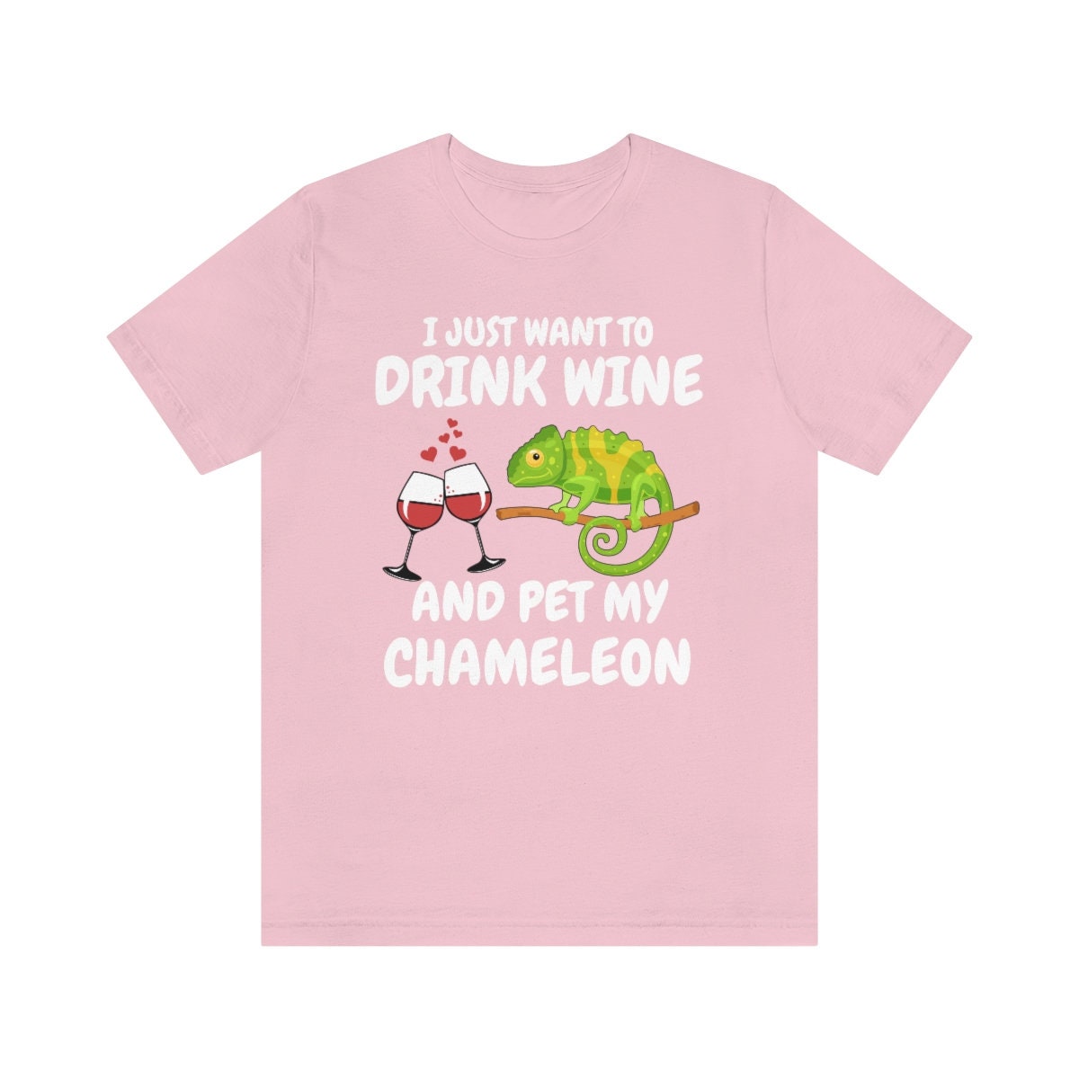 I Just Want To Drink Wine And Pet My Chameleon Shirt, Chameleon Lizard Lover Gift, Chameleon Reptile Owner , Lizard Lover Girl Boy T-Shirt Image 3