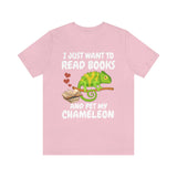 Just Want To Read Books And Pet My With My Chameleon Shirt, Chameleon Lizard Lover Gift, Chameleon Owner, Lizard Lover Girl Boy T-Shirt Image 4