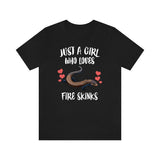 Just A Girl Who Loves Fire Skinks Ok Lizards Shirt, Skink Lizard Lover Shirt, Pet Fire Skink Gift, Lizard Shirt, Adult Kids Animal T-Shirt Image 1