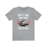 Just A Girl Who Loves Fire Skinks Ok Lizards Shirt, Skink Lizard Lover Shirt, Pet Fire Skink Gift, Lizard Shirt, Adult Kids Animal T-Shirt Image 3