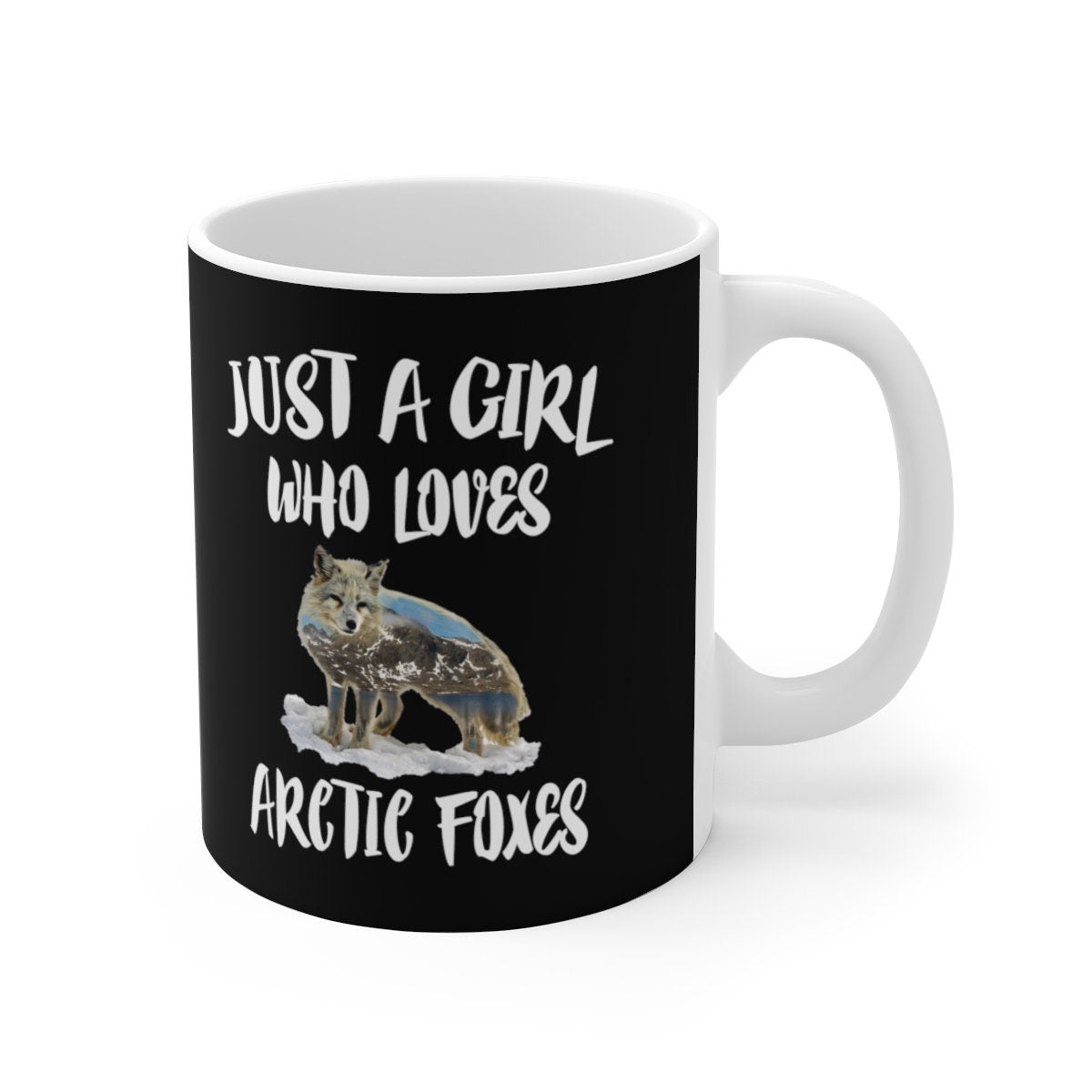 Just A Girl Who Loves Arctic Foxes Tee Coffee Mug, Arctic Fox Lover Gift, Arctic Fox Animal Mug Image 1