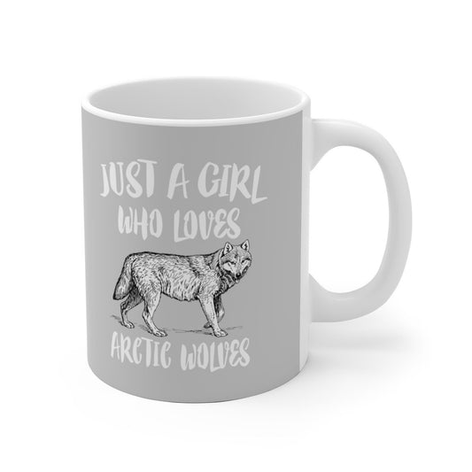 Just A Girl Who Loves Arctic Wolves Coffee Mug - arctic wolve print design