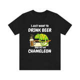 I Just Want To Drink Beer And Pet My Chameleon Shirt, Chameleon Lizard Lover Gift, Chameleon Reptile, Lizard Lover Girl Boy T-Shirt Image 1