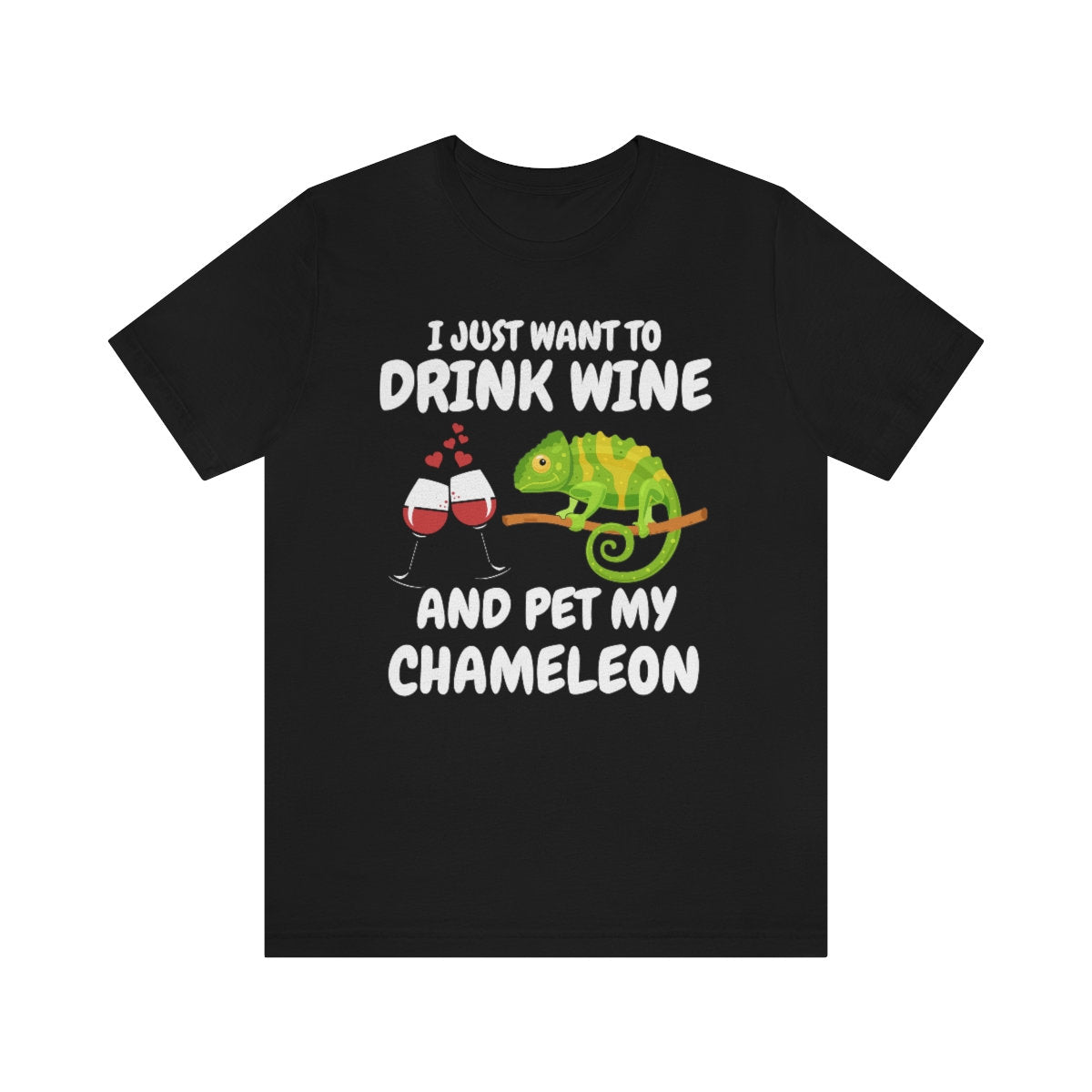 I Just Want To Drink Wine And Pet My Chameleon Shirt, Chameleon Lizard Lover Gift, Chameleon Reptile Owner , Lizard Lover Girl Boy T-Shirt Image 2