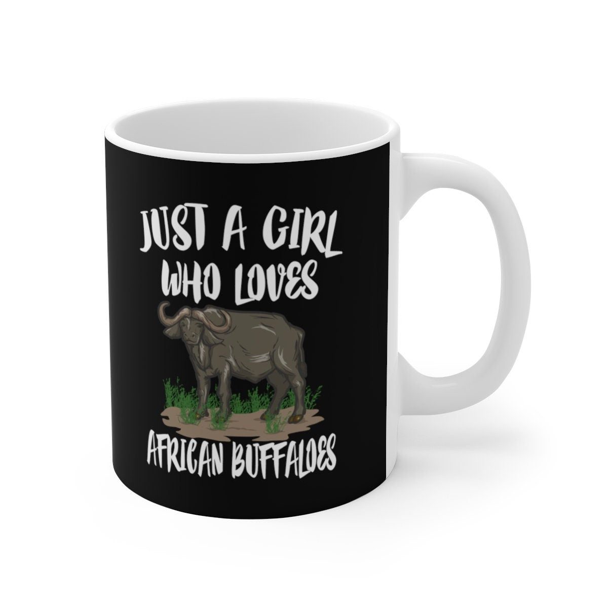 Just A Girl Who Loves African Buffaloes Tee Coffee Mug, African Buffaloes Lover Gift, African Buffaloes Animal Mug Image 2