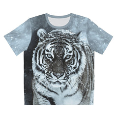 Snow Tiger Print T-Shirt - snow tiger wildlife design