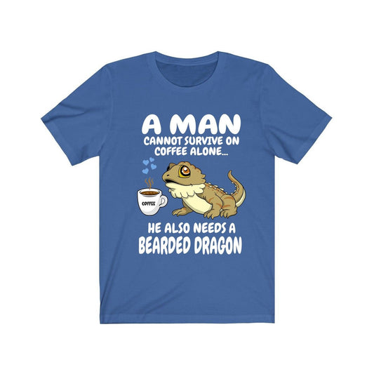 A Man Cannot Survive on Coffee Alone He Needs A Bearded Dragon Shirt, Bearded Dragon Owner Shirt, Lizard Bearded Dragon Boy Shirt Image 2