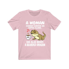 A Woman Cannot Survive On Coffee Alone She Needs A Bearded Dragon Shirt, Bearded Dragon Owner Shirt, Girl Bearded Dragon Lover Gift Shirt Image 4