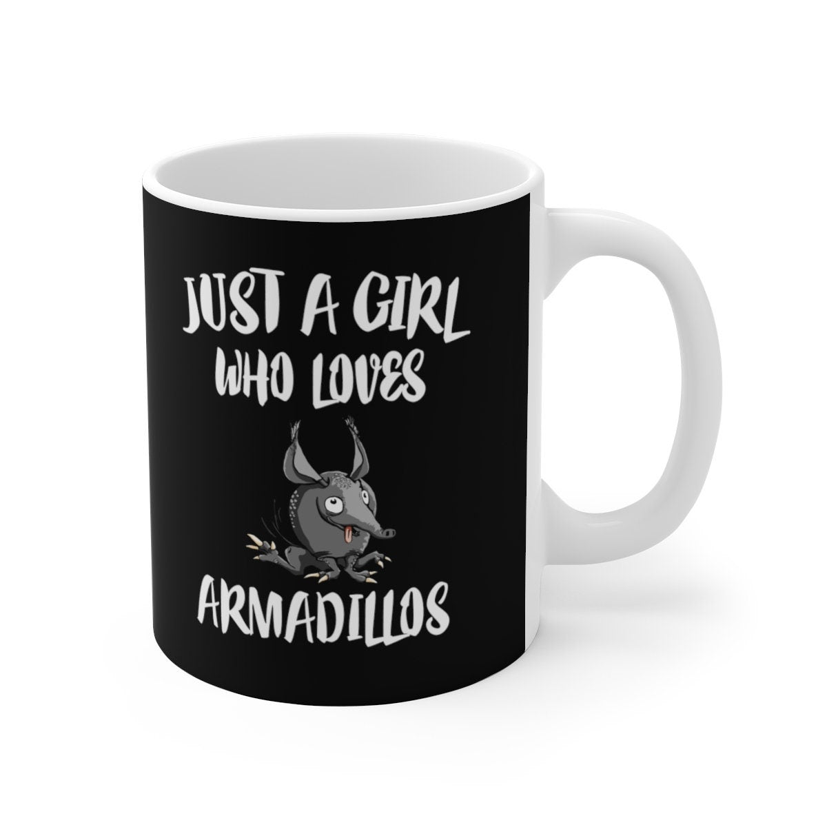 Just A Girl Who Loves Armadillos Tee Coffee Mug, Armadillo Lover Gift, Armadillo Animal Mug Image 1