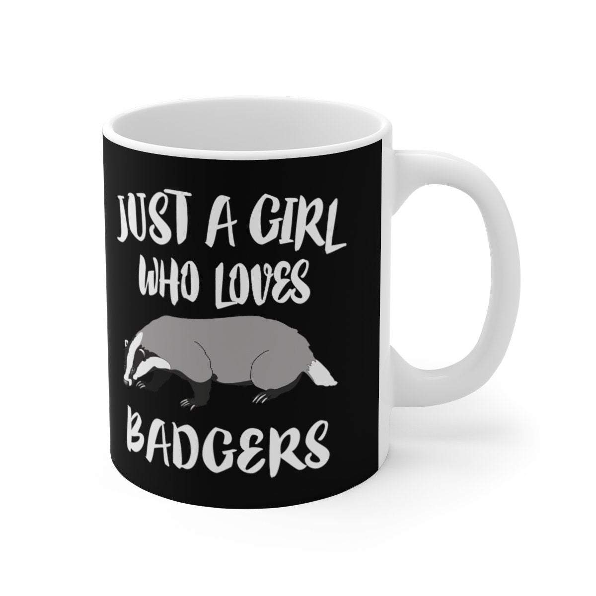 Just A Girl Who Loves Badgers Tee Coffee Mug, Badger Lover Gift, Badger Animal Mug Image 1