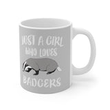 Just A Girl Who Loves Badgers Tee Coffee Mug, Badger Lover Gift, Badger Animal Mug Image 2