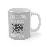 Just A Girl Who Loves Beetles Tee Coffee Mug, Beetle Lover Gift, Beetle Animal Mug Image 1