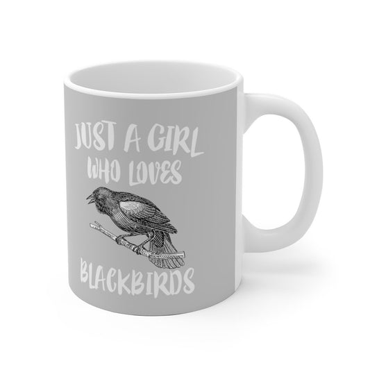 Just A Girl Who Loves Blackbirds Coffee Mug - blackbird print design