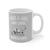 Just A Girl Who Loves Brontosaurus Tee Coffee Mug, Dinosaur Lover Gift, Brontosaurus Animal Mug Image 1