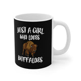 Just A Girl Who Loves Buffaloes Tee Coffee Mug, Buffalo Lover Gift, Buffalo Animal Mug Image 2