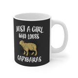 Just A Girl Who Loves Capybaras Tee Coffee Mug, Capybara Lover Gift, Capybara Animal Mug Image 1