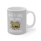 Just A Girl Who Loves Capybaras Tee Coffee Mug, Capybara Lover Gift, Capybara Animal Mug Image 2