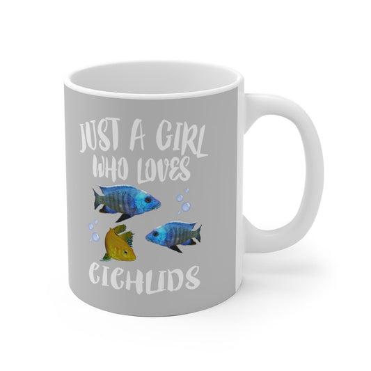 Just A Girl Who Loves Cichlids Coffee Mug - cichlid print design