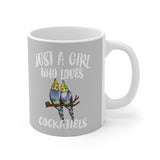 Just A Girl Who Loves Cockatiels Parrot Tee Coffee Mug, Cockatiel Lover Gift, Cockatiel Animal Mug Image 2