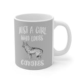Just A Girl Who Loves Coyotes Tee Coffee Mug, Coyote Lover Gift, Coyote Animal Mug Image 2