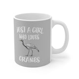 Just A Girl Who Loves Cranes Tee Coffee Mug, Crane Lover Gift, Crane Bird Animal Mug Image 1