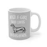 Just A Girl Who Loves Dachshunds Dog Tee Coffee Mug, Dachshund Lover Gift, Dachshund Animal Mug Image 2
