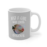 Just A Girl Who Loves Discus Fish Tee Coffee Mug, Discus Lover Gift, Discus Animal Mug Image 2