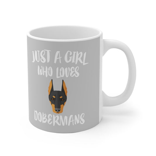 Just A Girl Who Loves Dobermans Coffee Mug - doberman print design