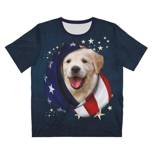 Golden Retriever USA Flag T-Shirt - golden retriever USA flag design