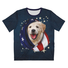 Golden Retriever USA Flag T-Shirt - golden retriever USA flag design