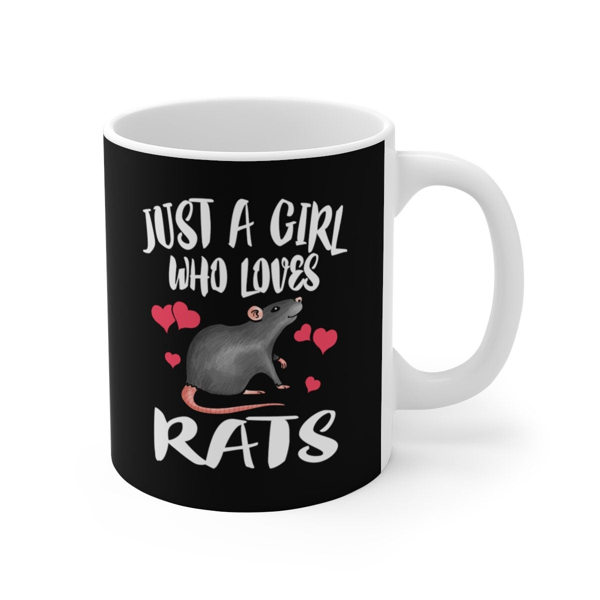 Just A Girl Who Loves Rats Tee Coffee Mug, Rat Lover Gift, Rat Animal Mug Image 1
