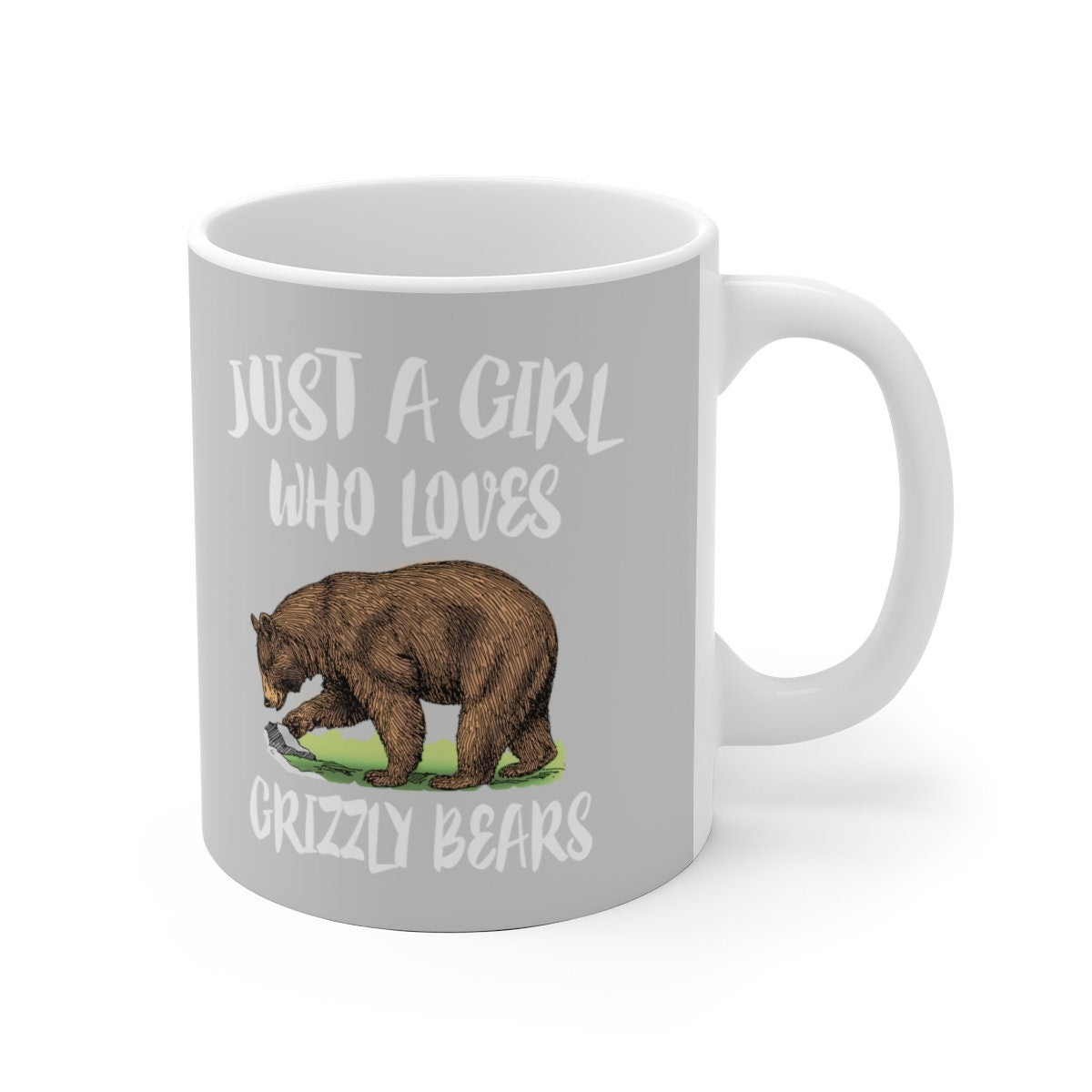 Just A Girl Who Loves Grizzly Bears Tee Coffee Mug, Grizzly Bear Lover Gift, Grizzly Bear Animal Mug Image 1