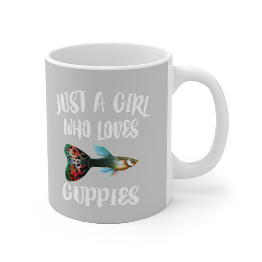 Just A Girl Who Loves Guppies Coffee Mug - guppy print design