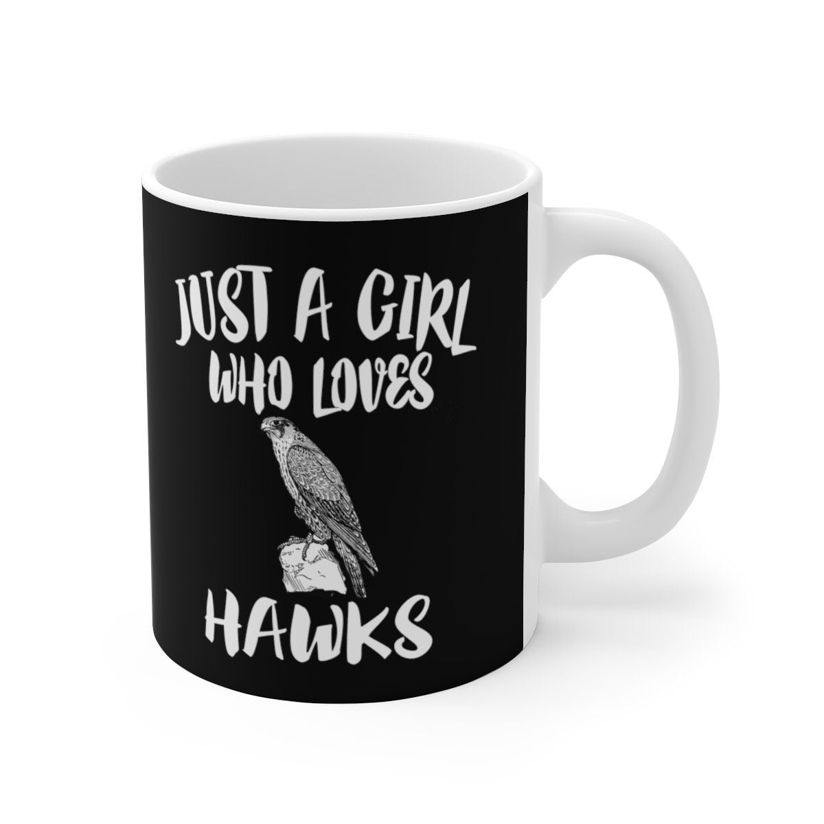 Just A Girl Who Loves Hawks Birds Tee Coffee Mug, Hawk Lover Gift, Hawk Animal Mug Image 1