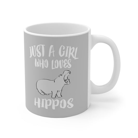 Just A Girl Who Loves Hippos Coffee Mug - hippo print design