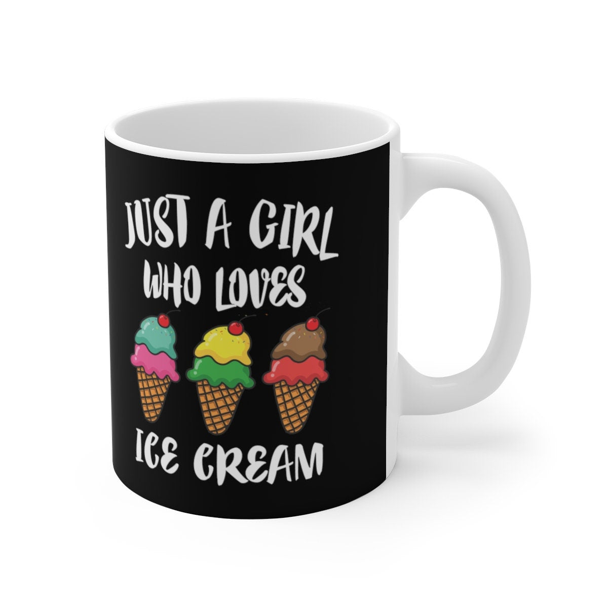 Just A Girl Who Loves Ice Cream Tee Coffee Mug, Ice Cream Lover Gift, Ice Cream Animal Mug Image 1