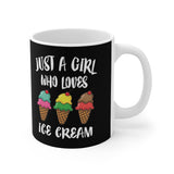 Just A Girl Who Loves Ice Cream Tee Coffee Mug, Ice Cream Lover Gift, Ice Cream Animal Mug Image 1