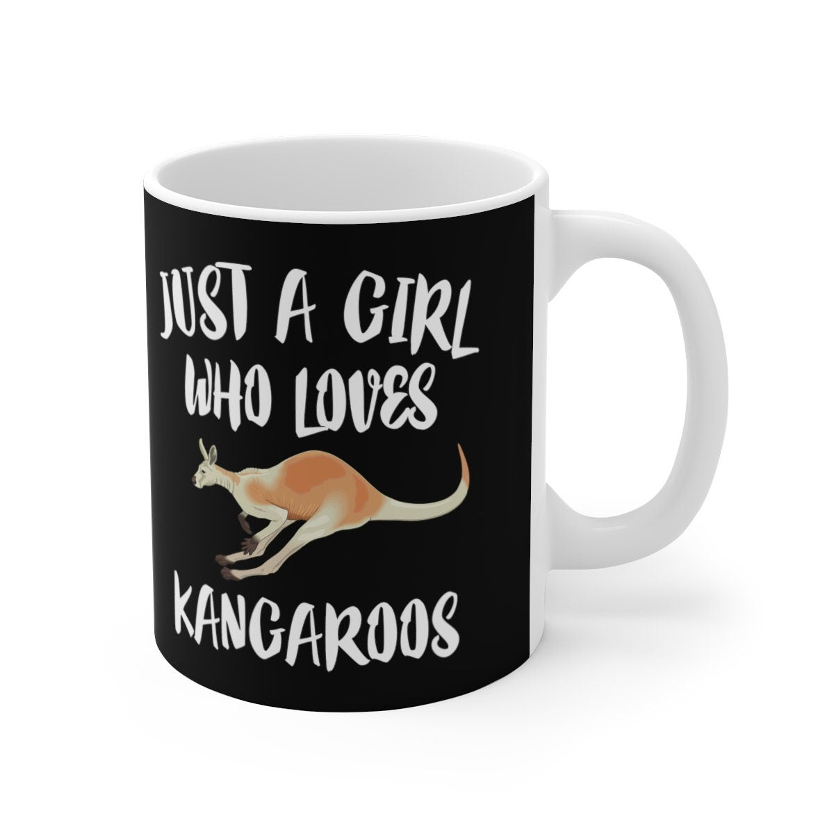 Just A Girl Who Loves Kangaroos Tee Coffee Mug, Kangaroo Lover Gift, Kangaroo Animal Mug Image 1