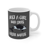 Just A Girl Who Loves Killer Whales Tee Coffee Mug, Killer Whale Lover Gift, Orca Animal Mug Image 1