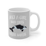 Just A Girl Who Loves Killer Whales Tee Coffee Mug, Killer Whale Lover Gift, Orca Animal Mug Image 2